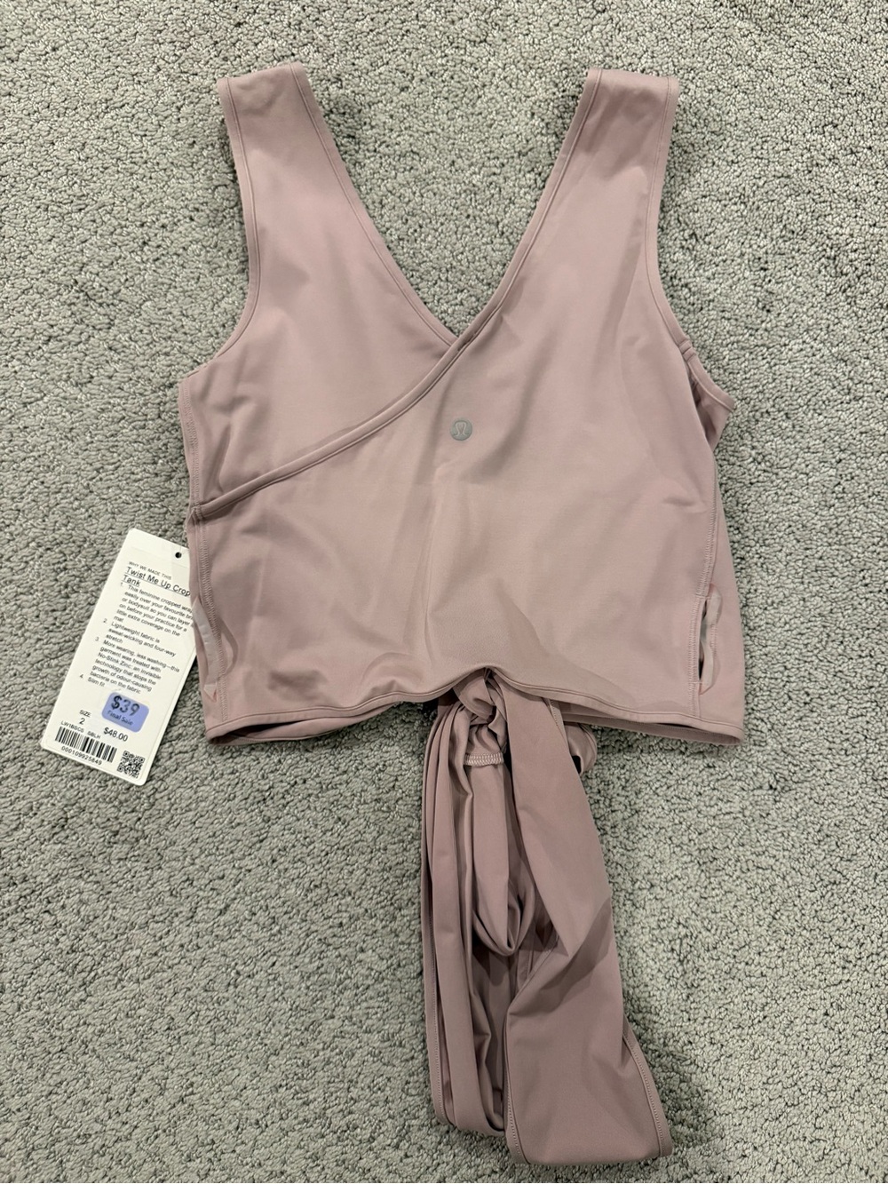 lululemon athletica Dusty Mauve Wrap-Back Cropped Tank